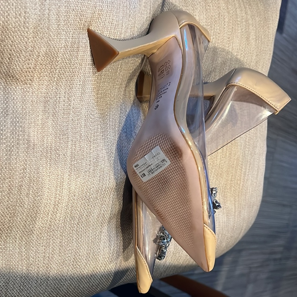 Schutz heels clear and tan with crystal decor nwot/box size 6.5b - Picture 3 of 4